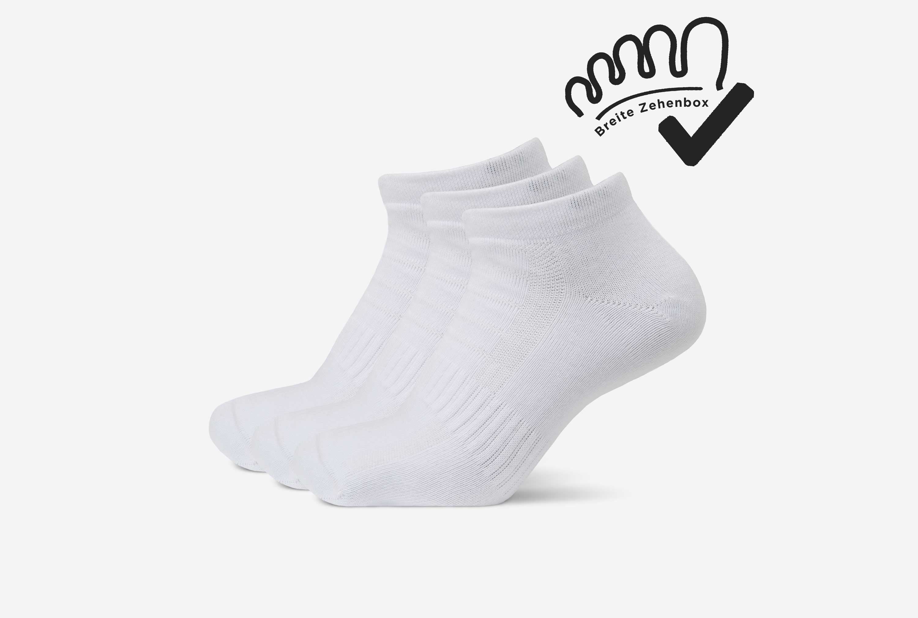 Sneaker Socken Breite Zehenbox (3er-Pack) - White